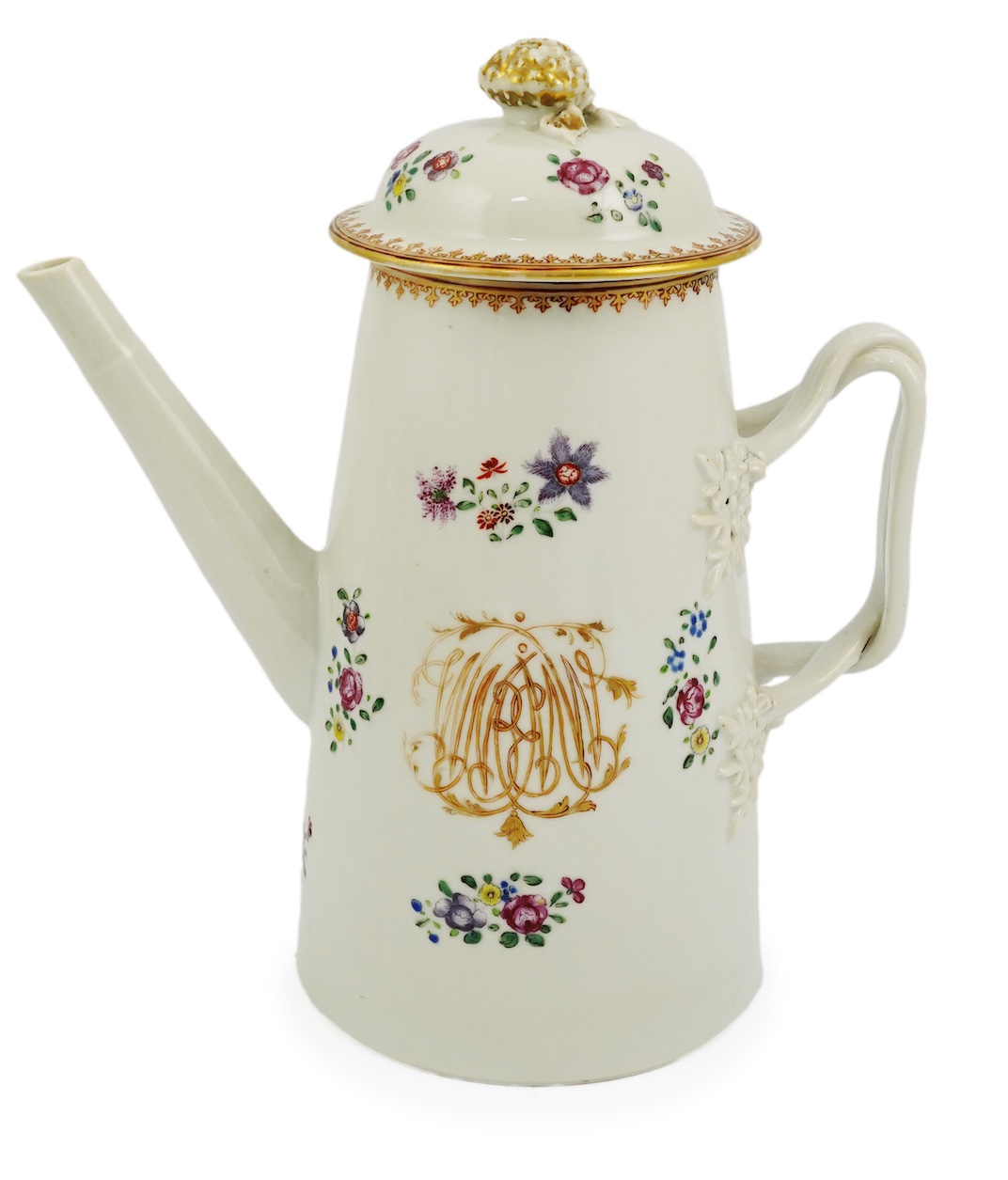 A Chinese export famille rose coffee pot, Qianlong period